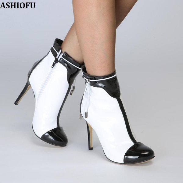 

ashiofu ручной работы новые женские сапоги на высоком каблуке лоскутное принт j-ремень осенняя вечеринка платье выпускного вечера обувь вече, Black