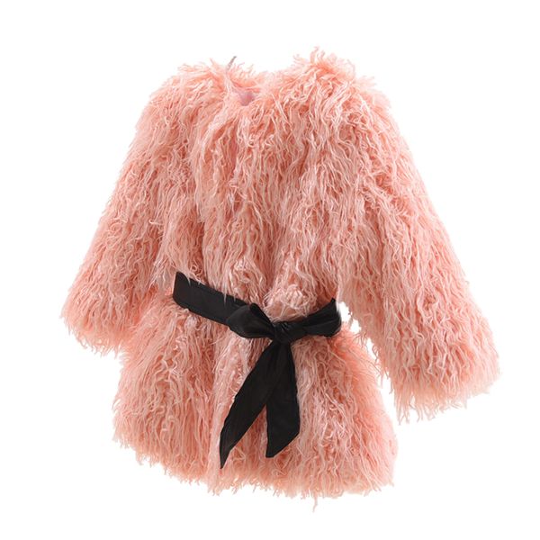 

baby girl зимняя одежда 2019 детей из искусственного меха пальто девушки поддельный wool верхняя одежда детская зимние меховые куртки o-шеи, Blue;gray