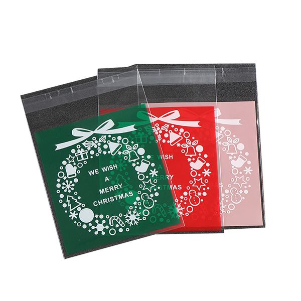 

100pcs/pack christmas santa plastic gift bags christmas cookies /candy packaging new year decoration
