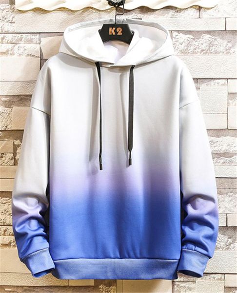 

designer men o neck hoodies spring mens hooded sweatshirts sports pullover slim gradient color male, Black