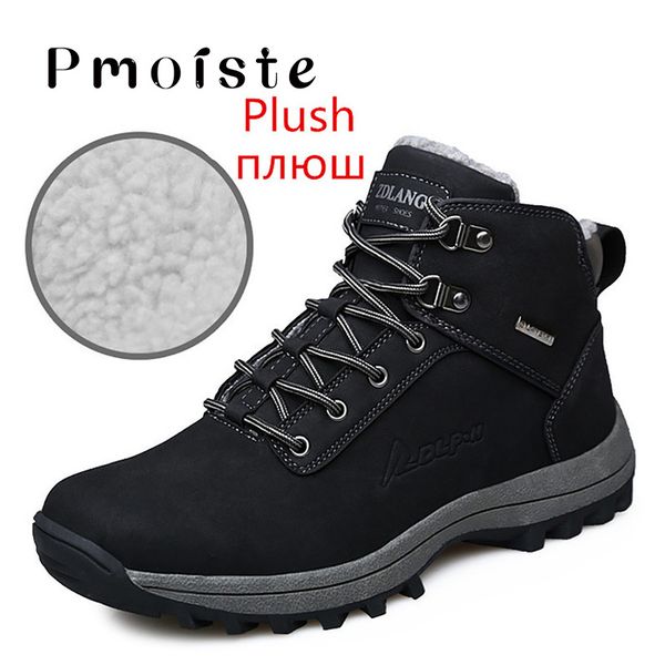 

big size 45-47 fashion snow boots winter wedges lace up short plush warm ankle boots for boys black shoes man casual rubber