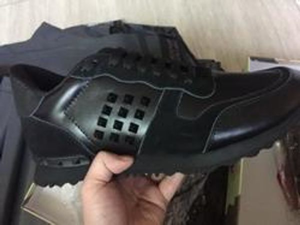 

2020 size 35-46 women/men casual shoes camouflage genuine leather lace up couple star shoes rivets flat shoes, Black