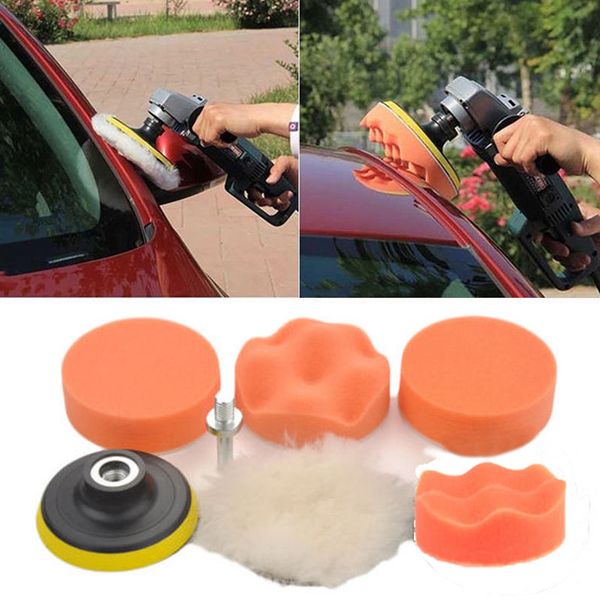 

7pcs sponge wheel buffing pad set for glass/car polisher with m10 drill adapter 3" polishing buffer polish pads