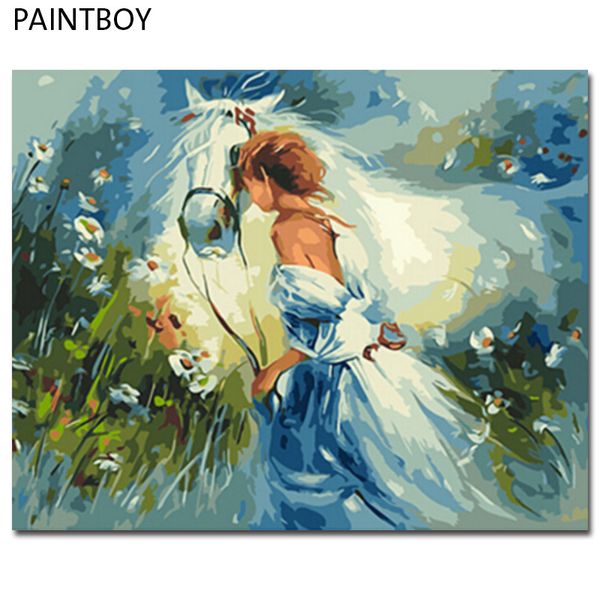 

paintboy framed diy digital oil painting by numbers of horses painting&calligraphy home decor wall art gx9869 40*50cm