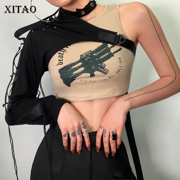 

xitao dark adjustable drawstring magic gloves button single sleeve fashion individuality wild shawl hand sleeve gcc1046, Blue;gray