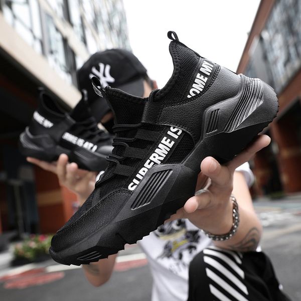 

traano men fashion sneakers 2019 spring breathable lace-up style tide brand youth man casual shoes cc-115-5, Black
