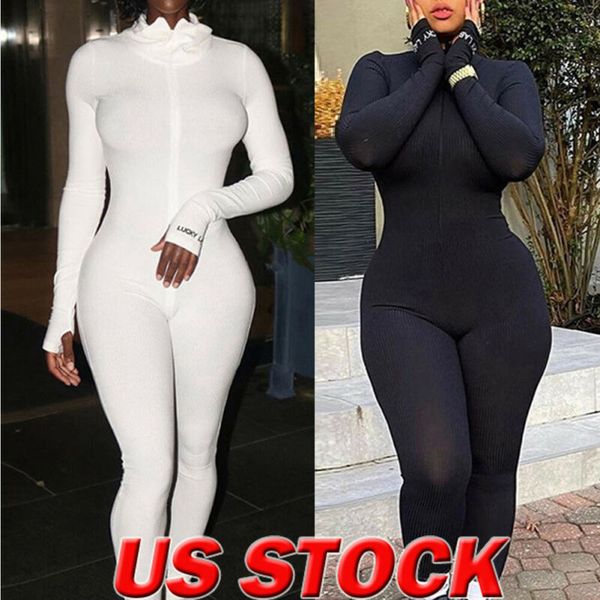 

женская мода сексуальная с длинным рукавом с длинным рукавом тощий bodycon фитнес тренажерный зал работает черный / белый комбинезоны комбин, Black;white