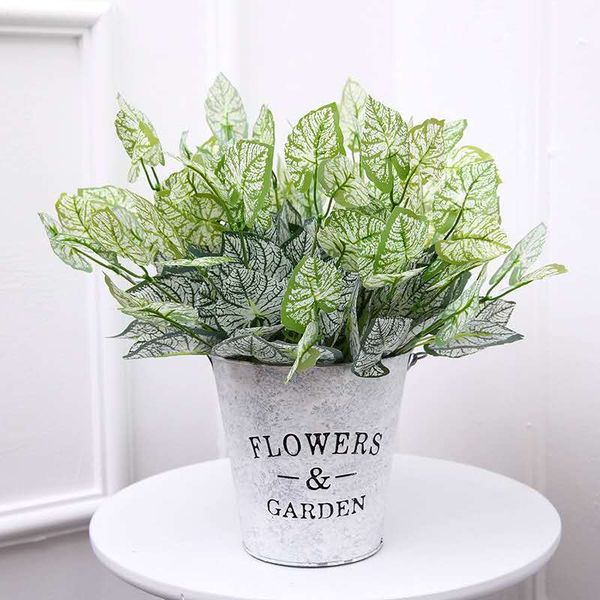 

35cm7 fork artificial plant green plastic potted art flower arrangement leaf interior l decoration wedding pgraphy props