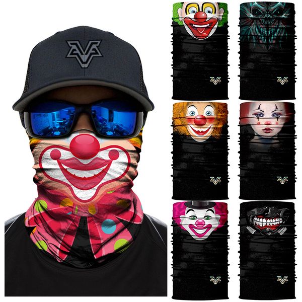 

halloween hoody stylish joker magic scarf skull mask cycling hiking ski anime headwear neck gaiter bandanas seamless balaclava, Black