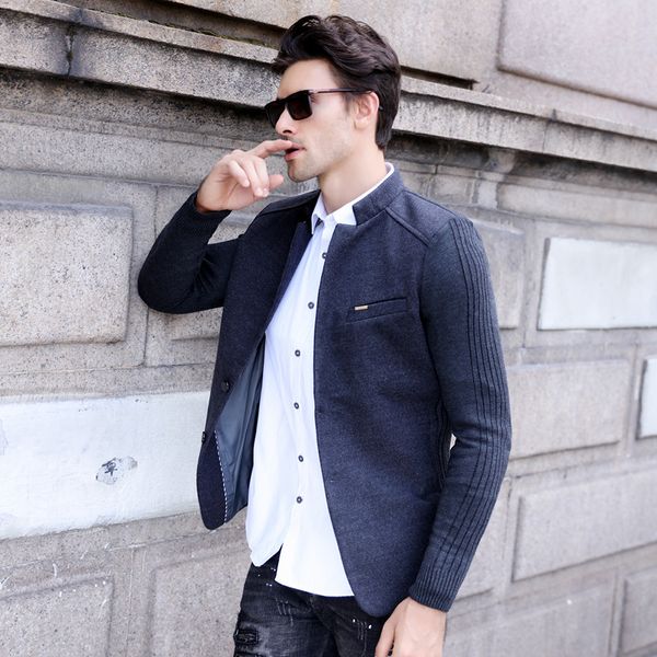 

the new cross-border trade exclusively for men solid color stitching woolen suit slim suits men's suits, White;black