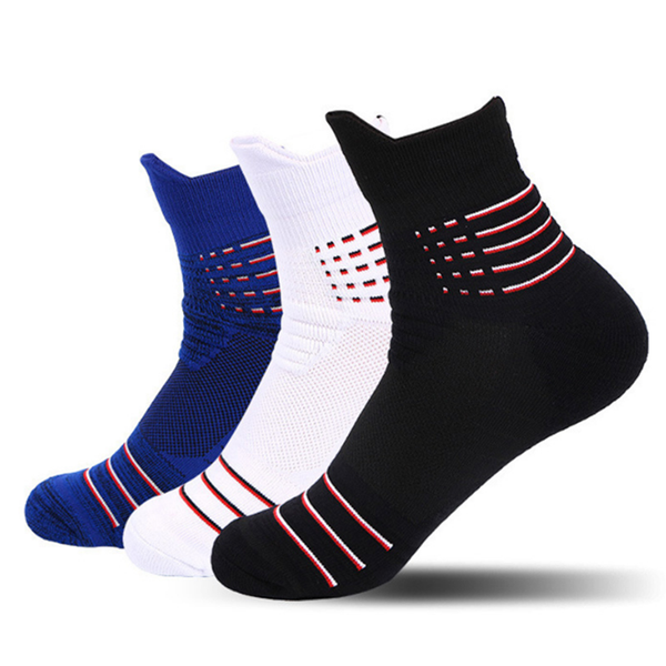 

3 pair running socks men winter cotton sports socks breathable exercise for outdoor hiking jogging cycling basketball sportswear, Black