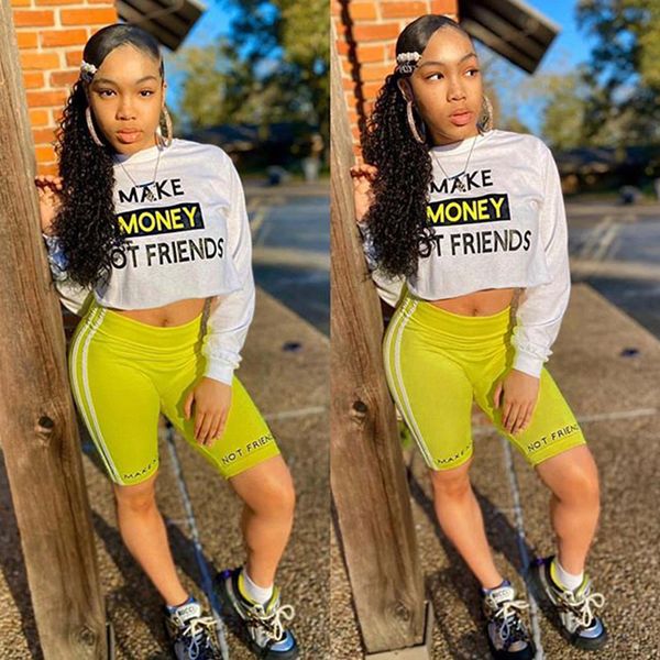 

skinny sports print shorts suit, White