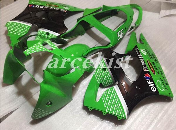 

новый abs для мотоциклов обтекатели комплект, пригодный для кавасаки ninja zx6r zx6r 2000 2001 2002 00 01 02 кузова установлен зеленый обыча
