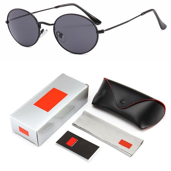 

2019 new fashion men women oval metal style sunglasses vintage classic brand design sun glasses oculos de sol with logo and box, White;black