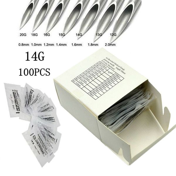 

100pcs 0.8-2.0mm disposable body piercing needles e.o.gas sterilized makeup tattoo needles