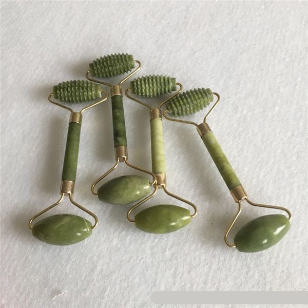 

spiked shape jade roller double head nature stones face slimming neck massage tools