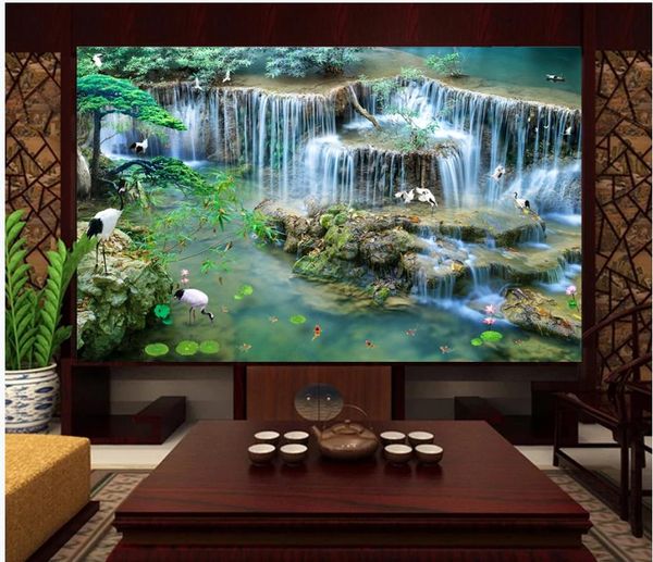 

custom wallpaper for walls 3 d for living room scenery waterfall wallpapers