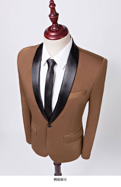 

popular one button groomsmen shawl lapel groom tuxedos men suits wedding/prom man blazer ( jacket+pantst+tie) 734, Black;gray