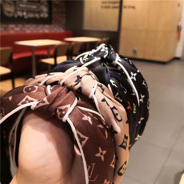 

мода завязывается hairbands для женских головных уборов корейски printed широкий брим волос обруч оголовье для взрослых одежда аксессуары дл, Silver