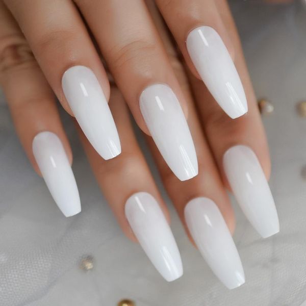 

24pcs white ballerina false nails extra long coffin flat press on fake nails salon party finger glue on wear faux ongle, Red;gold