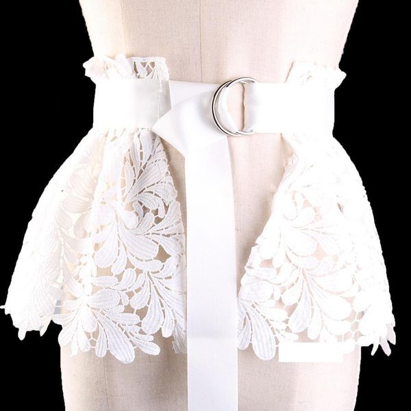 

black white lace peplum belt wide bukle waistband women waist skirt, Black;brown