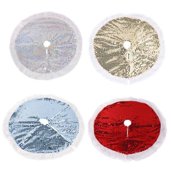 

christmas decorations sequins plush tree skirt with invisible nylon clasp xmas decorative mat holiday home decor supplies