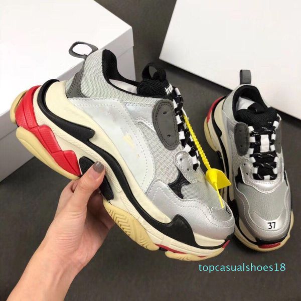 

новый 2019 мужчины женщины серая кожа с сеткой пэчворк платформа кроссовки, бренд дизайнер любителей папа причинно-следственная спортивная о, Black