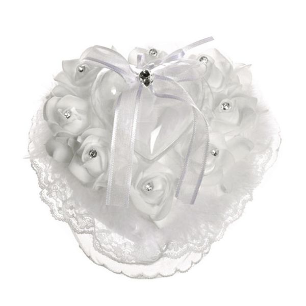 

heart shape rhinestone wedding ring bearer pillow