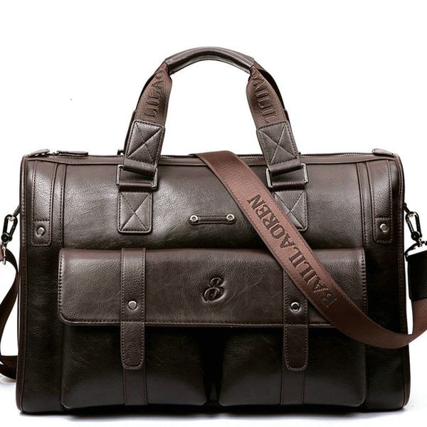 

2019 men leather black briefcase business handbag messenger bags male vintage shoulder bag men's large laptravel bags cj191212