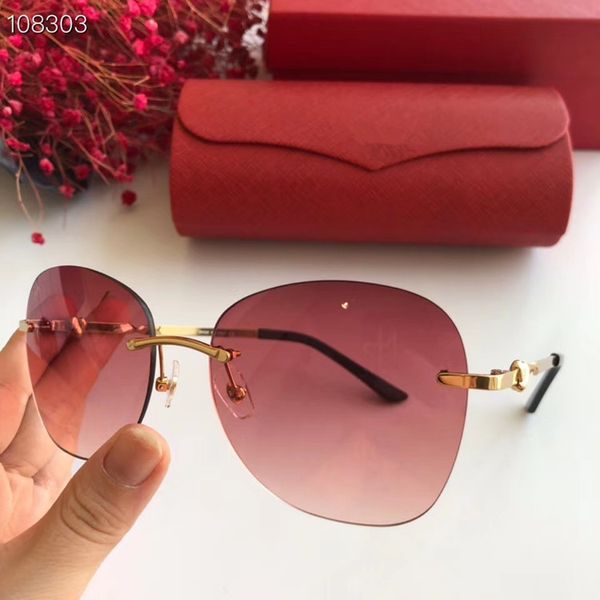 

2020 new eleglant rimless-cutting ct0091 gradient sunglasses for women uv400 56-16-140 exqusite metal temple with fullset packing