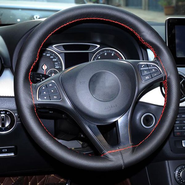 

38cm car steering wheel cover with needles and thread diy for w203 w211 w204 w210 w124 w212 w202 w205 w220