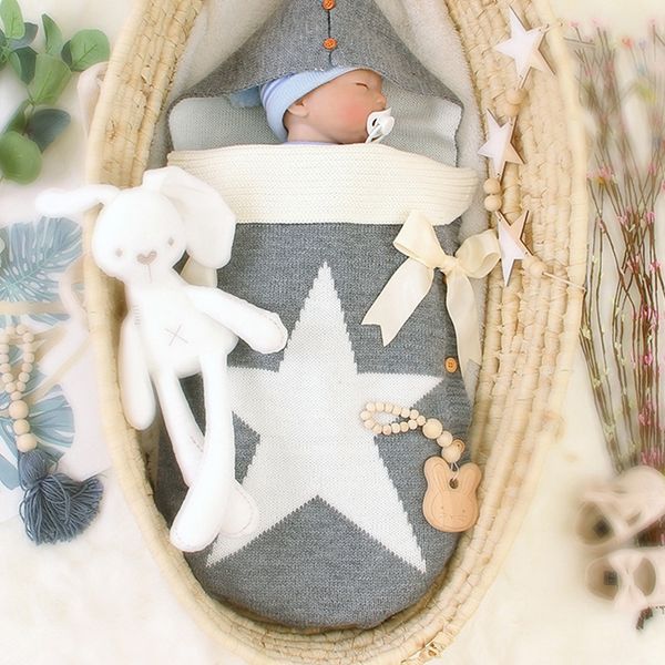 

envelopes for newborns five star knitted sleeping bags autumn grey button up infant baby swaddle wrap sleep sacks winter blanket