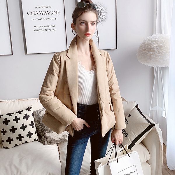 

dabuwawa fashion turndown collar square buckle loose winter women coat parka casual thick outerwear warm jacket d18dpd003, Black