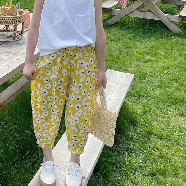 

2020 selling girls boys printed pants summer cool fashion kids pants 2-7t qh37, Blue