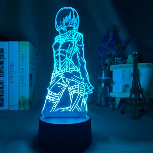 

3d lamp attack on titan mikasa ackerman figure kids nightlight for room decoration led color changing night light anime gift