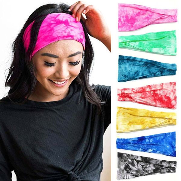 Baumwolle Tie Dye Radfahren Yoga Sport Schweiß Stirnband Männer Schweißband Für Männer Frauen Yoga Haar Bands Kopf Schweiß Bands sport Sicherheit