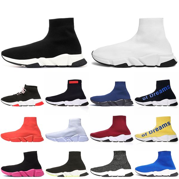 

2019 new fashion sock shoes speed trainer casual shoes triple black white red blue pink yellow of dreams sock runners designer sneakers