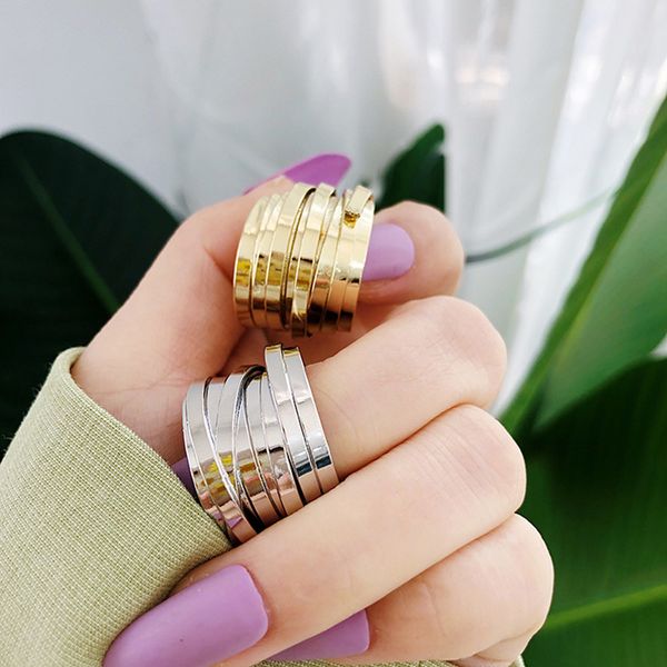 

2020 new style punk rocks spiral metal rings gold color multilayers spiral armor knuckle finger rings fashion jewelry party, Golden;silver