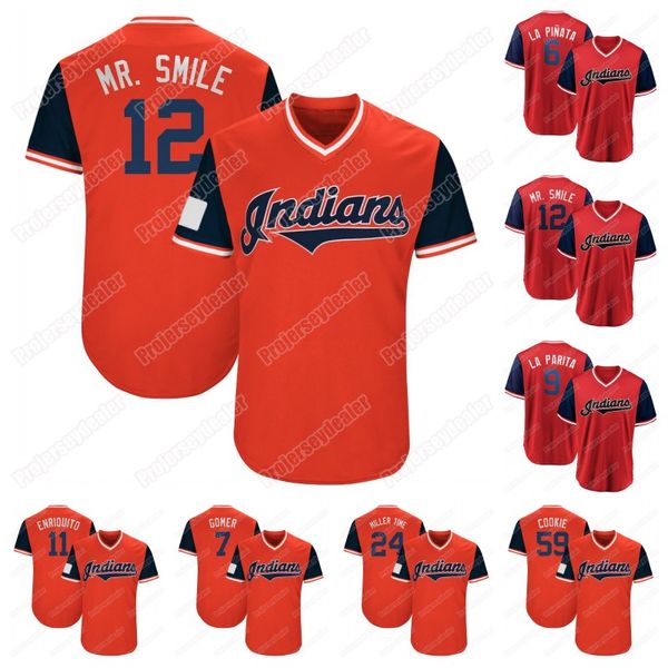 

2018 Players Weekend Lindor Mr. Smile Indians RAMIREZ JOSE ENRIQUITO Jason Kipnis Dirtbag BRAD HAND BROTEIN SHAKE CARLOS CARRASCO Jersey