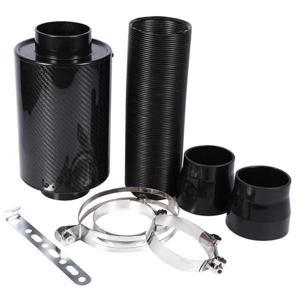 

3" universal carbon fibre cold air filter feed enclosed intake induction pipe hose kit for car tools accessory