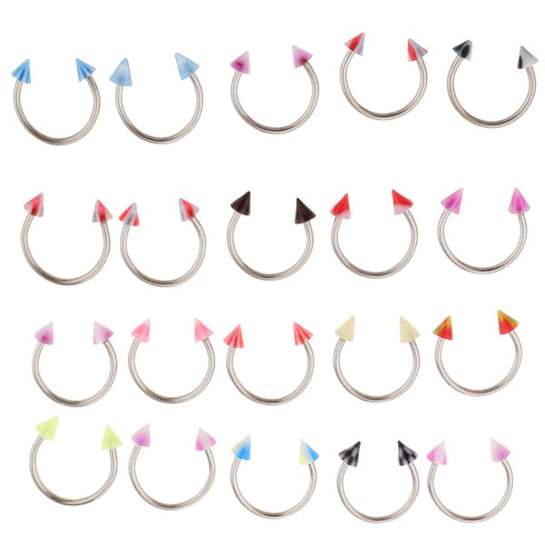 

20pcs multicolor acrylic nose ring lip hoop stainless steel piercing bar 18g, Slivery;golden