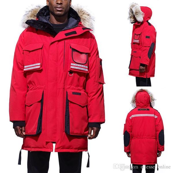 

fashion mens designer snow winter coats branded down parkas ribbed long sleeve hooded mantra outerwears windbreakers jacket with furs canada, Black