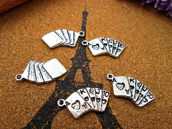 

45pcs poker charm silver tone poker charm charms pendant 20x10mm, Bronze;silver
