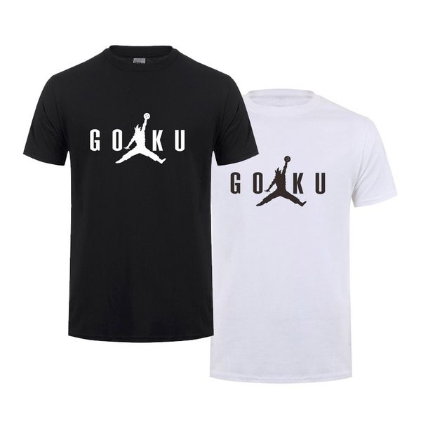 

mens designer summer t shirt anime dragon ball super saiyan goku printed t-shirt o neck 100% cotton short sleeve s-3xl, White;black