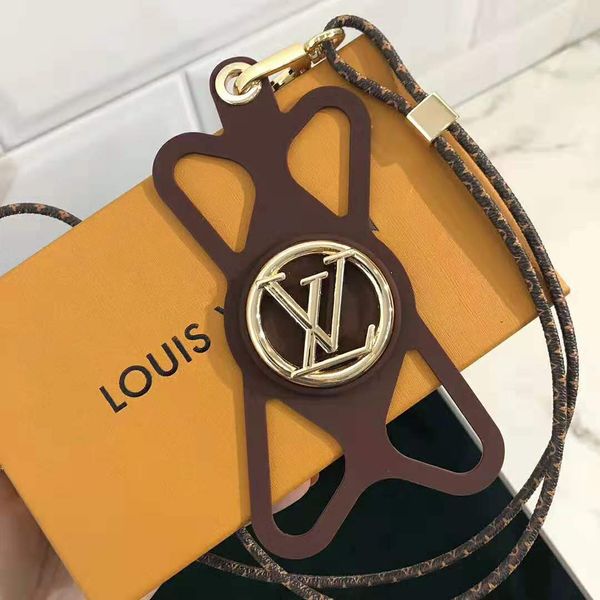 

Luxury phone holder new de igner phone ca e lanyard ilicone holder gold color hardware embo ed gold color metal brand logo motif with box