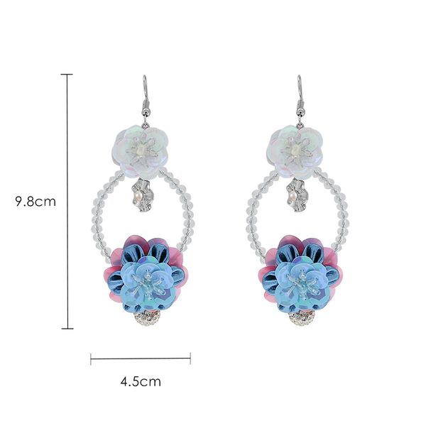

europe and america exaggerated color flowers circle big women fashion temperament long earrings j190628, Golden