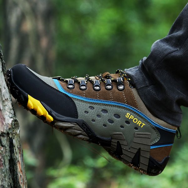 

waterproof hiking shoes for men women leather mountain climbing shoes outdoor trekking breathable hiking hunting boots