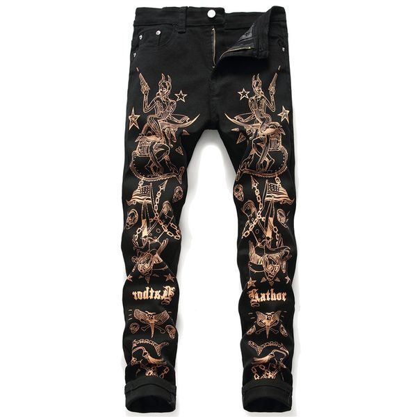 

fashion classic men's embroidered locomotive jeans slim locomotive jeans men's fashion designer hip hop men's jeans are of fas