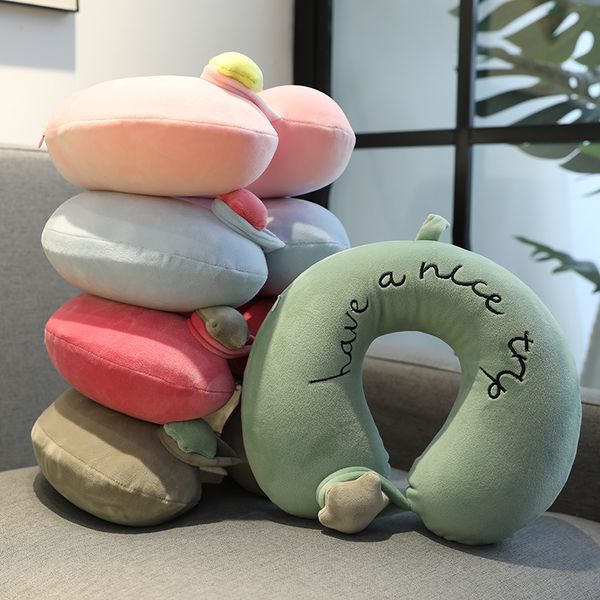 

u-shaped pillow memory foam neck pillow cervical spine car travel portable washable green pink neck