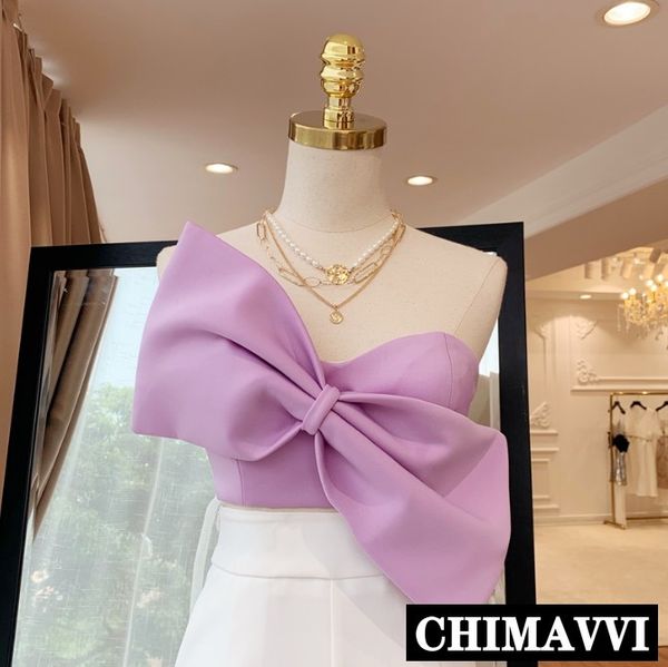 

2019 summer new bra women ins fashion big bow short female pure color shirts, White